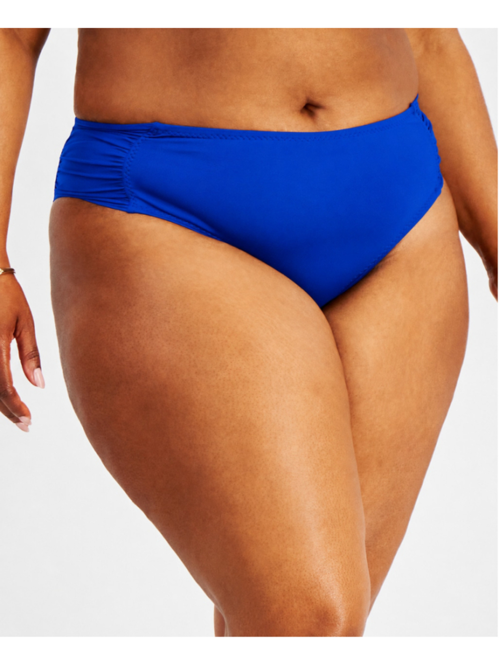 Becca ETC 0X Plus Size Blue Color Ruched Hipster Bikini Bottoms NWT